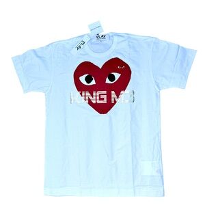 White T-Shirt with Red Heart Design